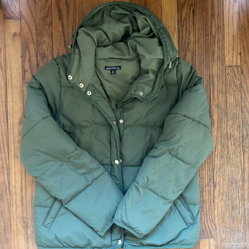 JCrew Mercantile Women's Hooded Puffer Coat, M